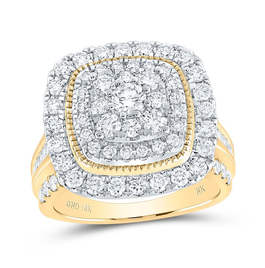 10K White Or Yellow Gold Round Diamond Halo Square Bridal Wedding Engagement Ring , Womens Size: 5-10