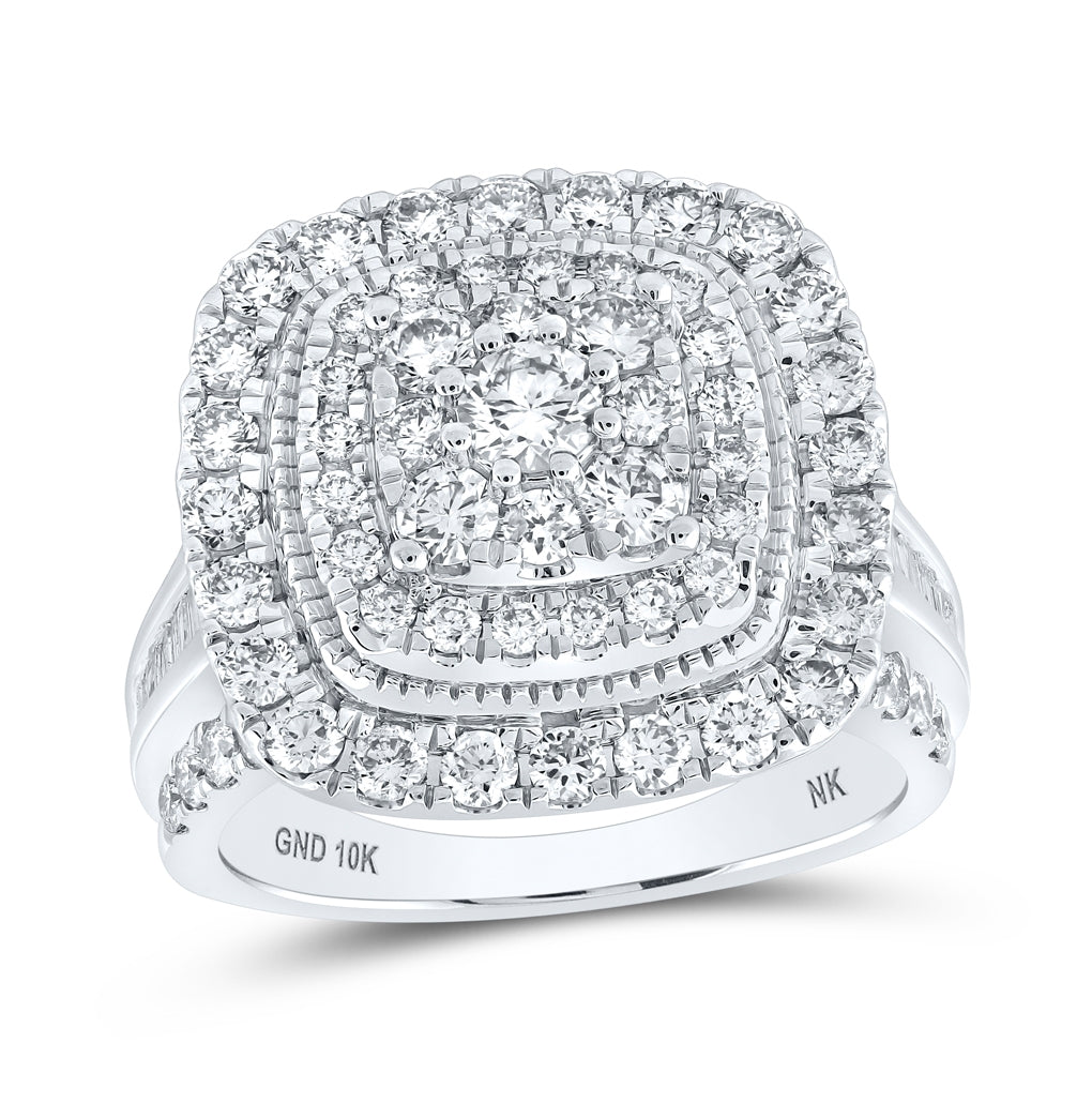 10K White Or Yellow Gold Round Diamond Halo Square Bridal Wedding Engagement Ring , Womens Size: 5-10