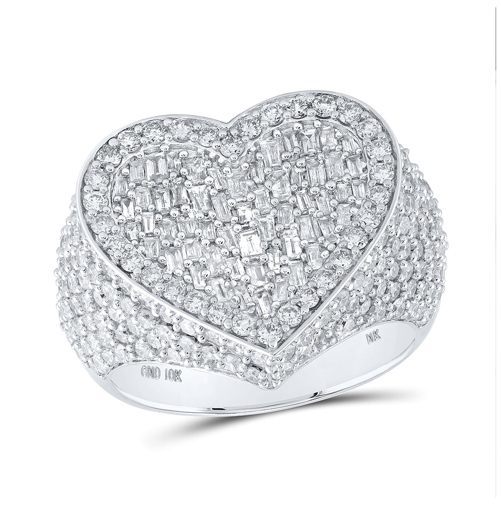 10K White Or Yellow Or Rose Gold Womens Round Diamond Heart Ring, Womens Size: 5-10
