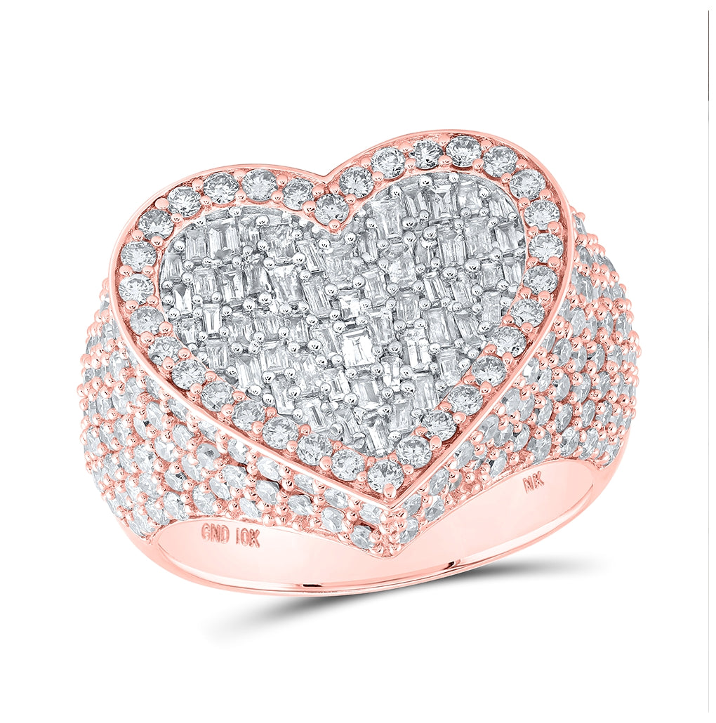 10K White Or Yellow Or Rose Gold Womens Round Diamond Heart Ring, Womens Size: 5-10