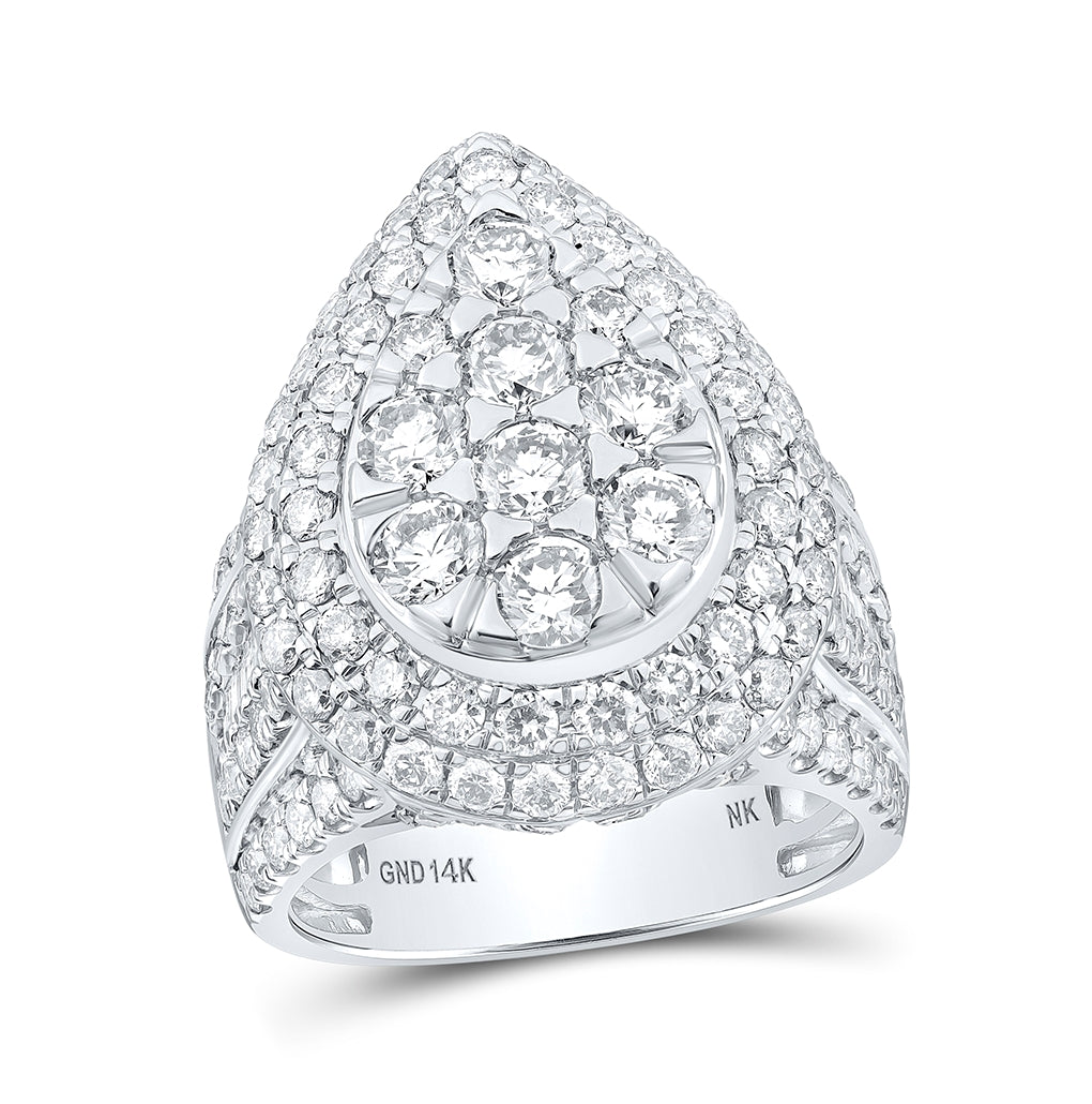 14K Yellow Or White Gold Womens Round Diamond Teardrop Ring 4 Cttw, Womens Size: 5-10