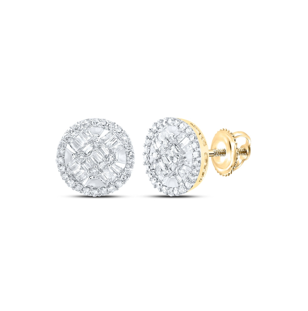 10K Yellow Or White Gold Baguette Diamond Circle Earrings 5/8 Cttw