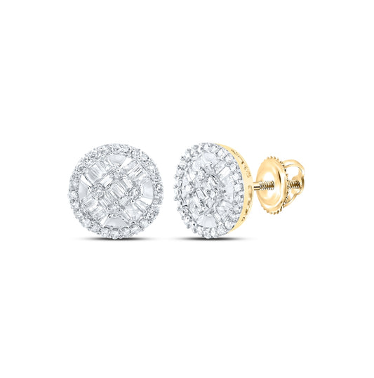 10K Yellow Or White Gold Baguette Diamond Circle Earrings 5/8 Cttw
