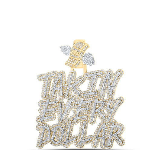 10K Yellow Gold Mens Round Diamond TAKIN EVERY DOLLAR Charm Pendant 3-5/8 Cttw
