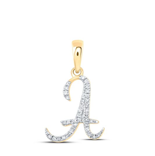 10K Yellow Or White Or Rose Gold Womens Round Diamond Initial Letter Pendant, Length: 0.84 In, Width: 0.47 In