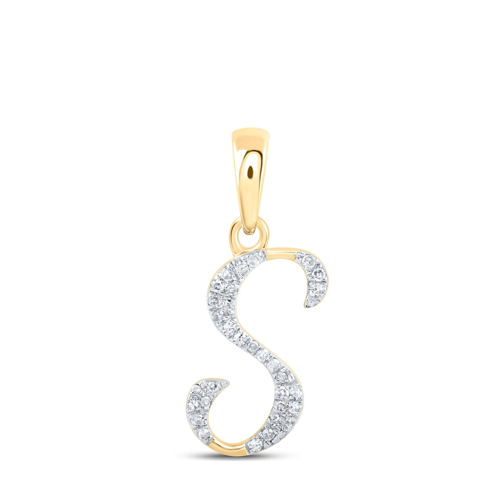 10K Yellow Or White Or Rose Gold Womens Round Diamond Initial Letter Pendant, Length: 0.84 In, Width: 0.47 In