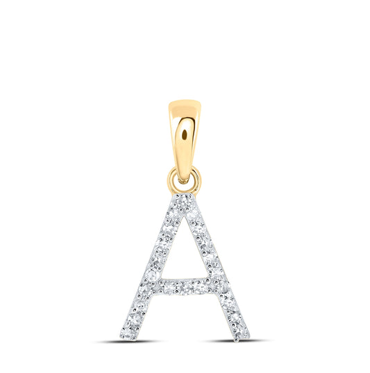 10K Yellow Or White Or Rose Gold Womens Round Diamond Initial Letter Pendant, Length: 0.63 In, Width: 0.42 In