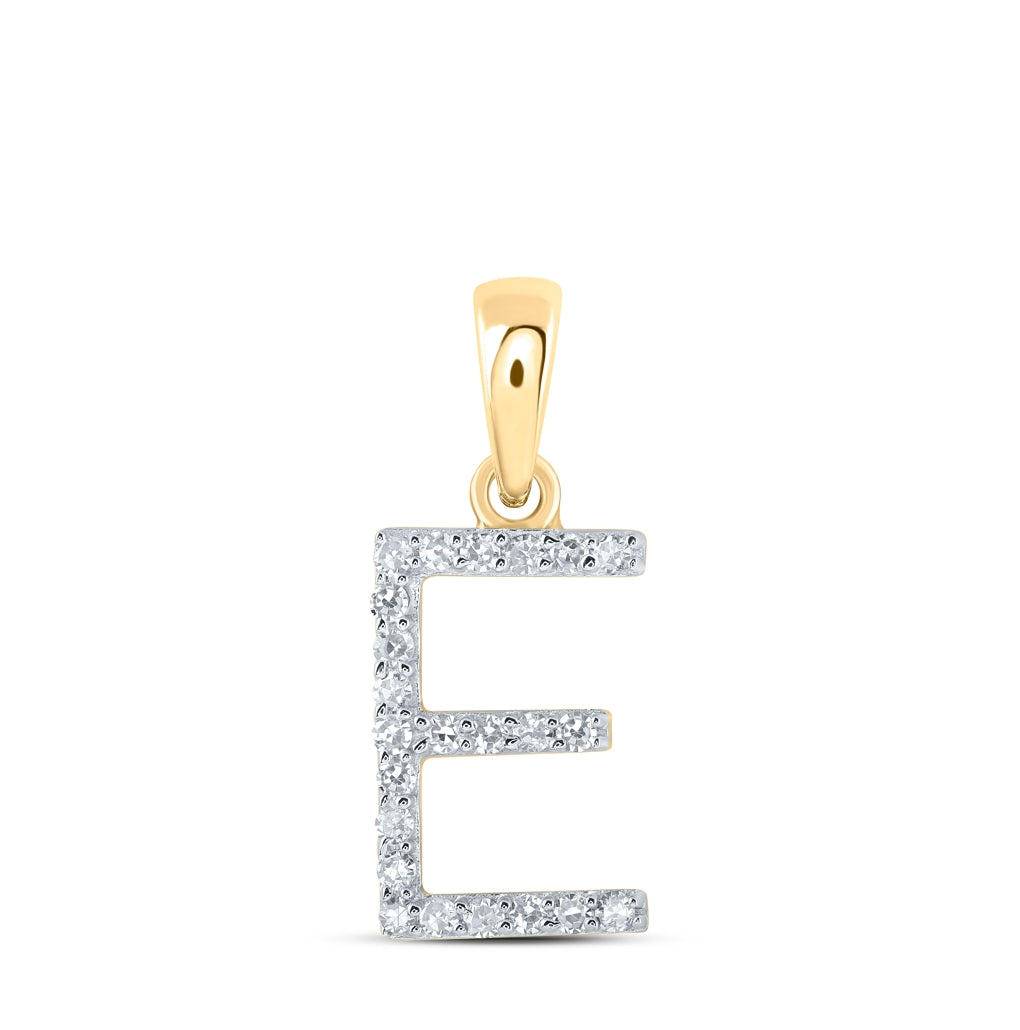 10K Yellow Or White Or Rose Gold Womens Round Diamond Initial Letter Pendant, Length: 0.63 In, Width: 0.42 In