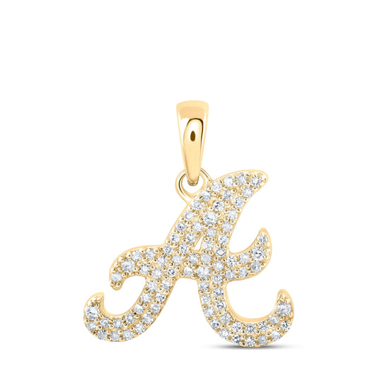 10K Yellow Or White Or Rose Gold Womens Round Diamond Initial Letter Pendant, Length: 0.66 In, Width: 0.55 In