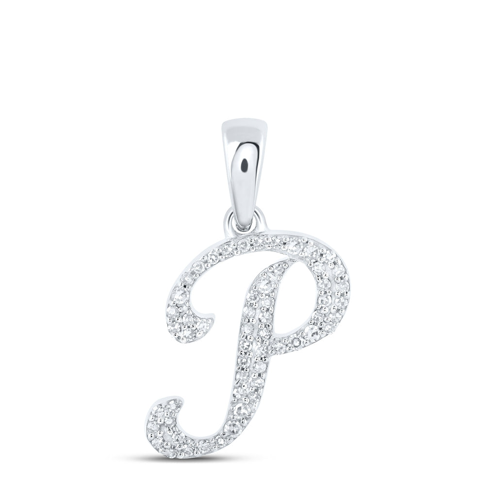 10K Yellow Or White Or Rose Gold Womens Round Diamond Initial Letter Pendant, Length: 0.66 In, Width: 0.55 In