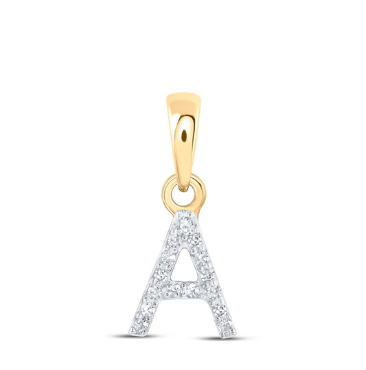 10K Yellow Or White Or RoSe Gold Womens Round Diamond Initial Letter Pendant, Length: 0.47 In, Width: 0.2 In