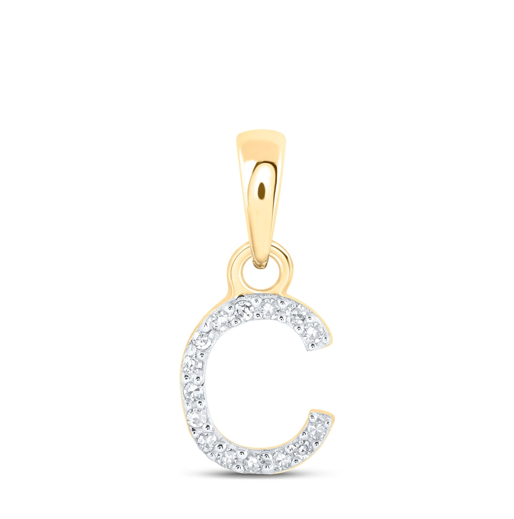 10K Yellow Or White Or RoSe Gold Womens Round Diamond Initial Letter Pendant, Length: 0.47 In, Width: 0.2 In