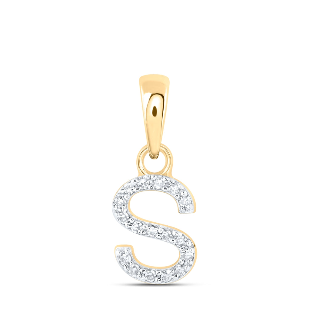 10K Yellow Or White Or RoSe Gold Womens Round Diamond Initial Letter Pendant, Length: 0.47 In, Width: 0.2 In