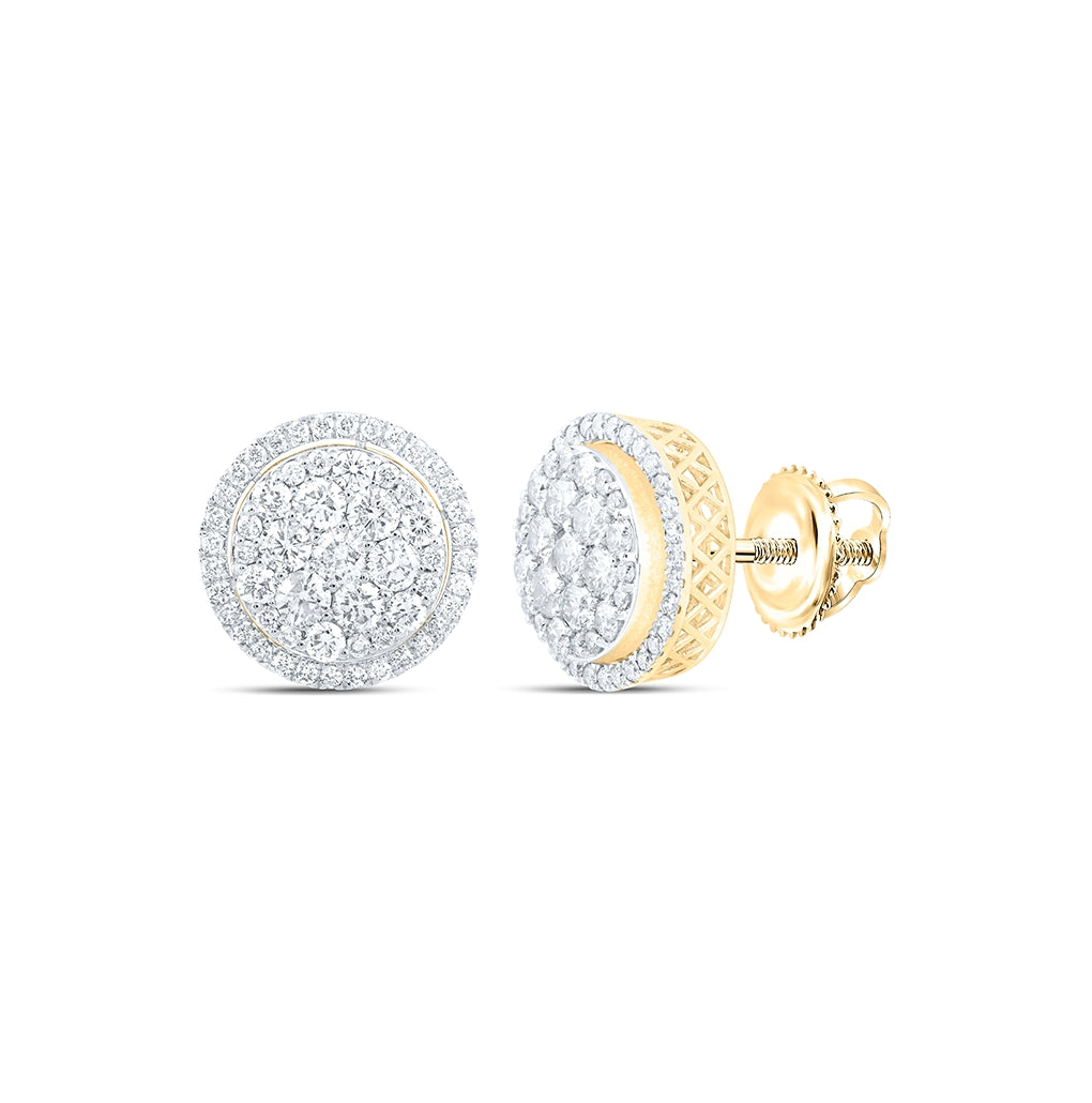14K White Or Yellow Gold Round Diamond Cluster Earrings