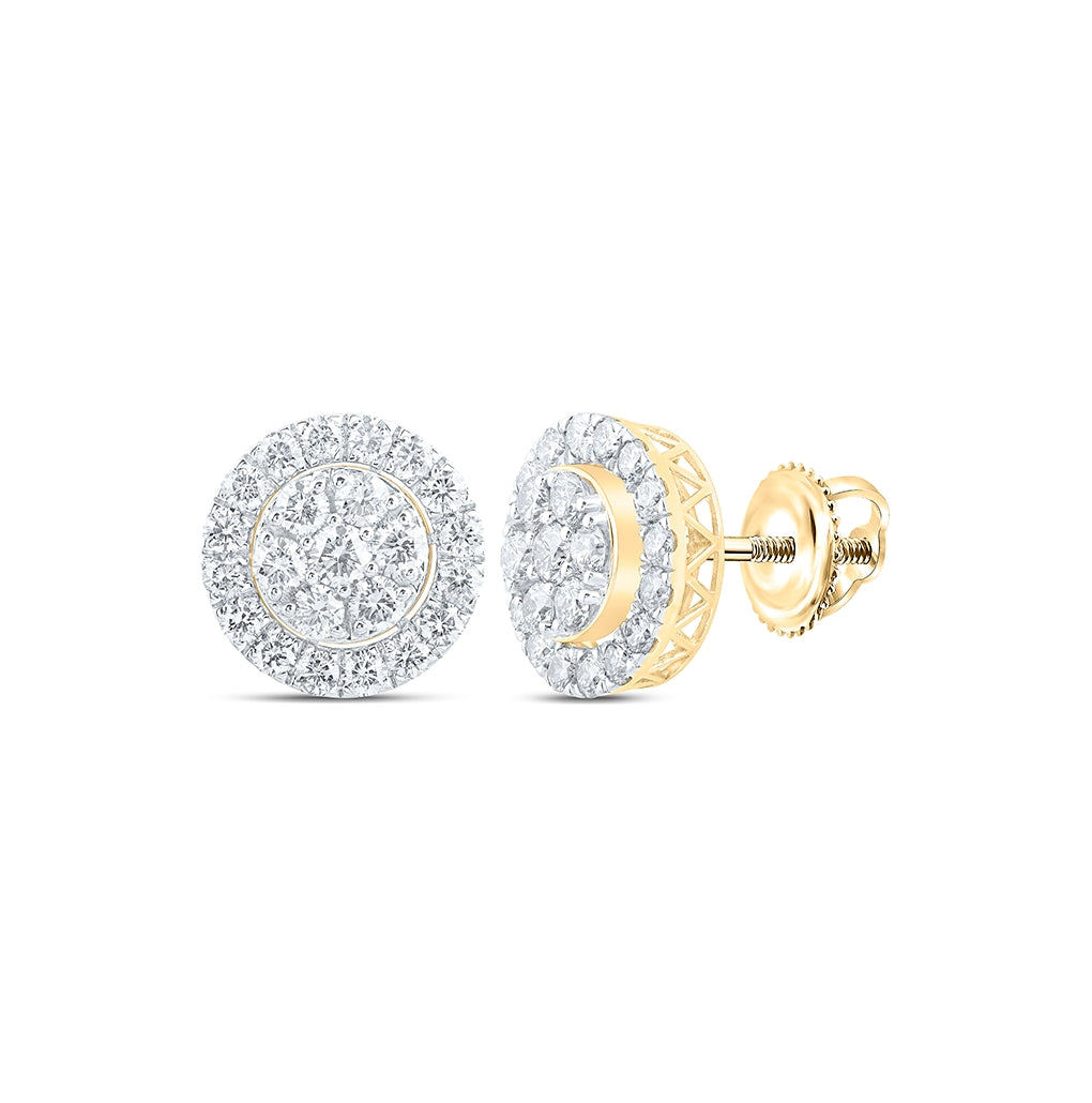 14K White Or Yellow Gold Round Diamond Cluster Earrings