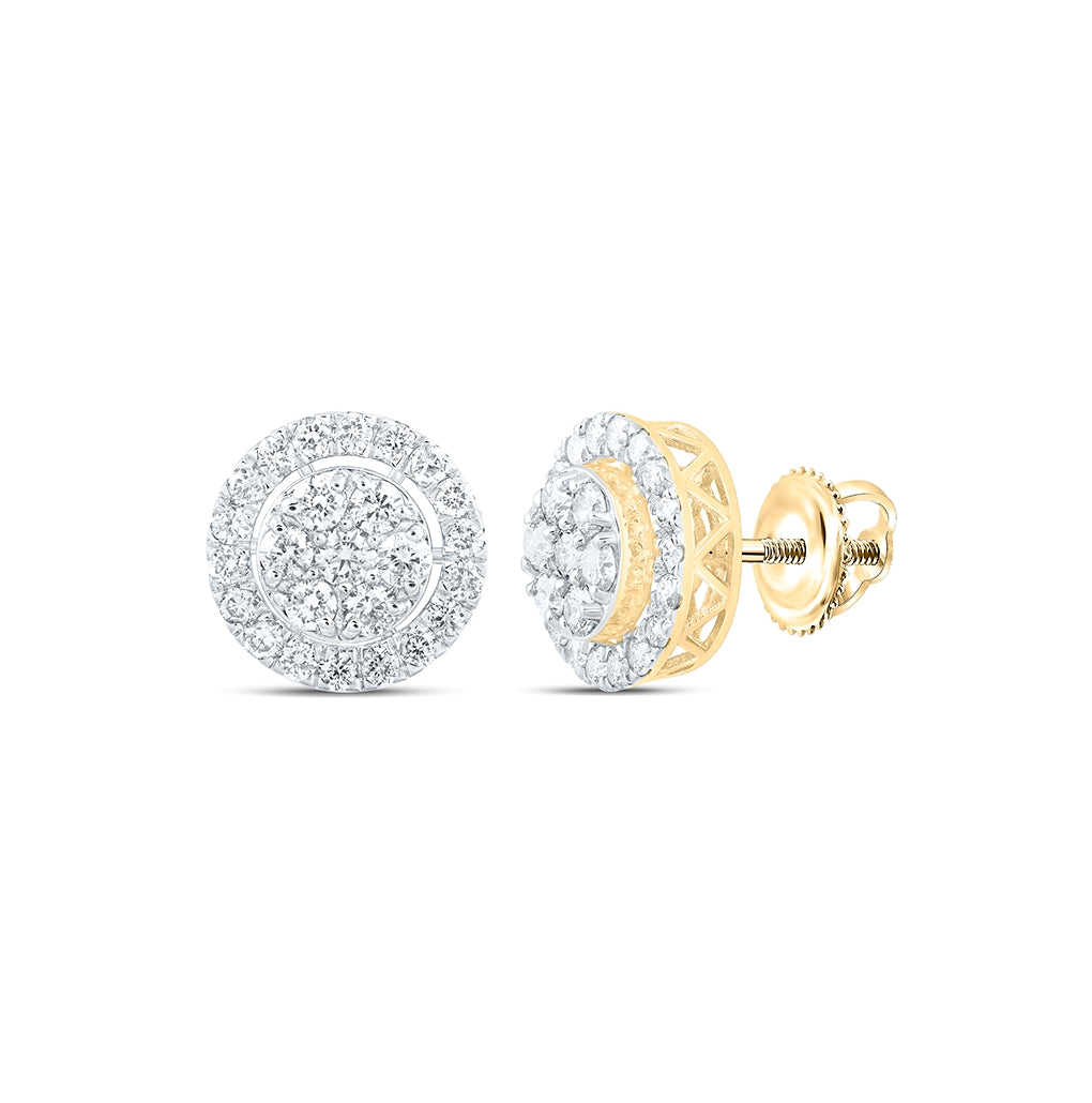 10K White Or Yellow Gold Round Diamond Cluster Earrings