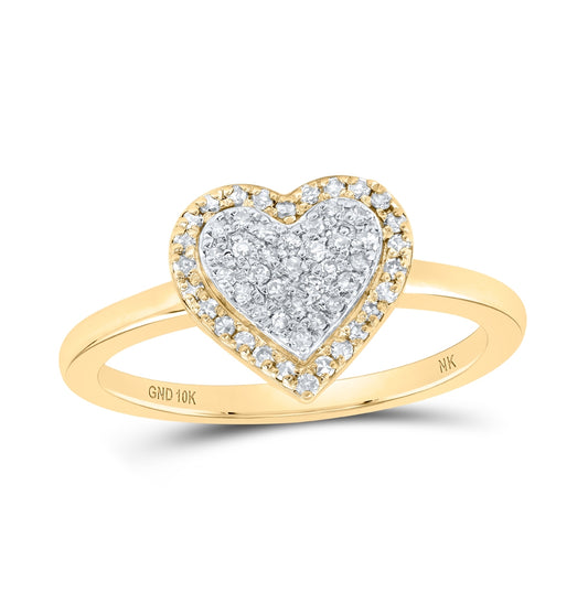 10K Yellow Or White Or Rose Gold Womens Round Diamond Heart Ring , Womens Size: 5-10