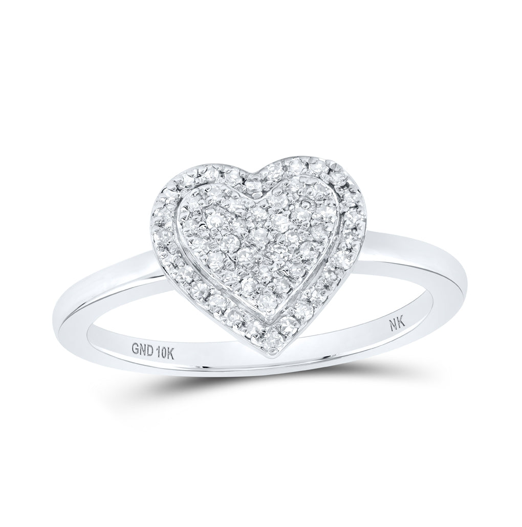 10K Yellow Or White Or Rose Gold Womens Round Diamond Heart Ring , Womens Size: 5-10