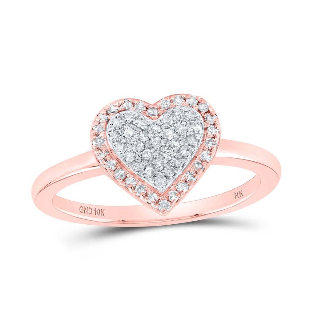 10K Yellow Or White Or Rose Gold Womens Round Diamond Heart Ring , Womens Size: 5-10