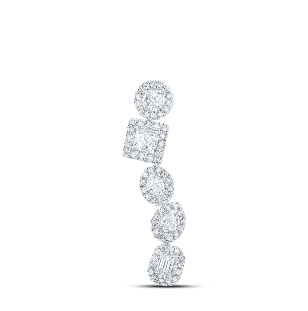 10K White Gold Womens Multi-shape Diamond Journey Pendant 3/4 Cttw