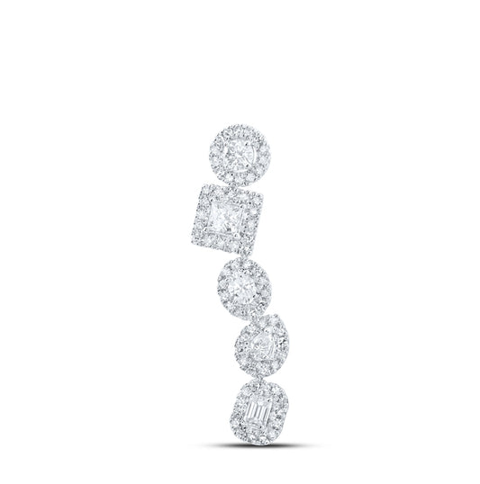10K White Gold Womens Multi-shape Diamond Journey Pendant 3/4 Cttw