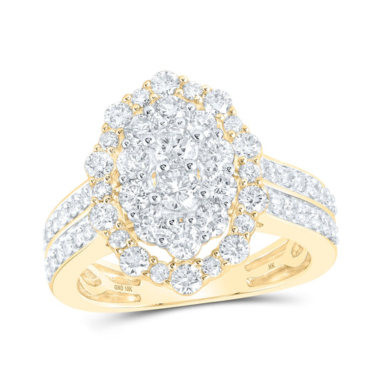 10K Yellow Or White Gold Womens Round Diamond Oval Ring 1-5/8 Cttw, Womens Size: 5-10