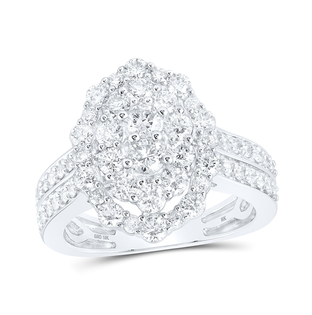 10K Yellow Or White Gold Womens Round Diamond Oval Ring 1-5/8 Cttw, Womens Size: 5-10