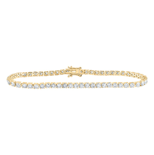 14K White Or Yellow Gold Womens Round Diamond Fashion Bracelet