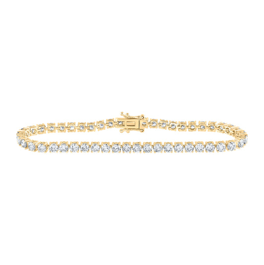 14K White Or Yellow Gold Womens Round Diamond Fashion Bracelet