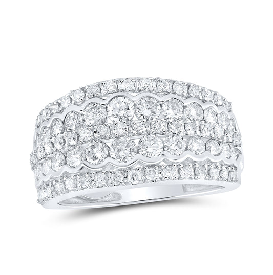 10K White Gold Womens Round Diamond Band Ring 1-5/8 Cttw, Womens Size: 5-10