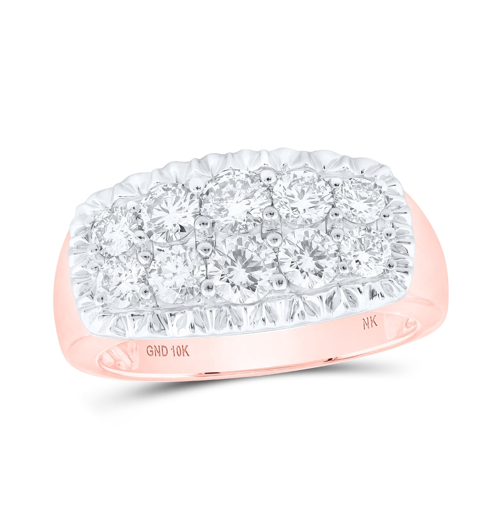 10K White Or Yellow Or Rose Gold Mens Round Diamond Fluted Band Ring , Mens Size: 7-13