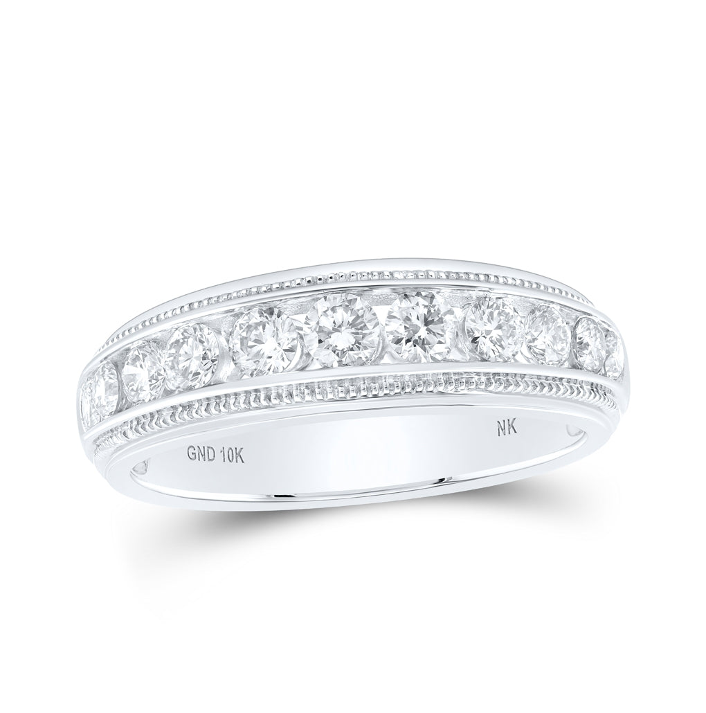 10K Yellow Or White Or Rose Gold Mens Round Diamond Band Ring , Mens Size: 7-13