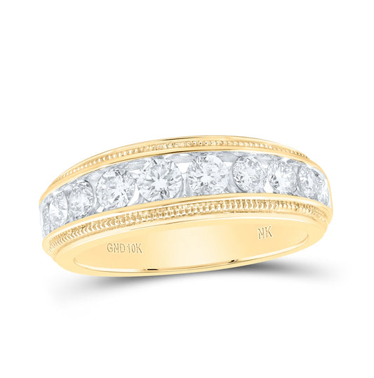 10K Yellow Or White Or Rose Gold Mens Round Diamond Band Ring, Mens Size: 7-13