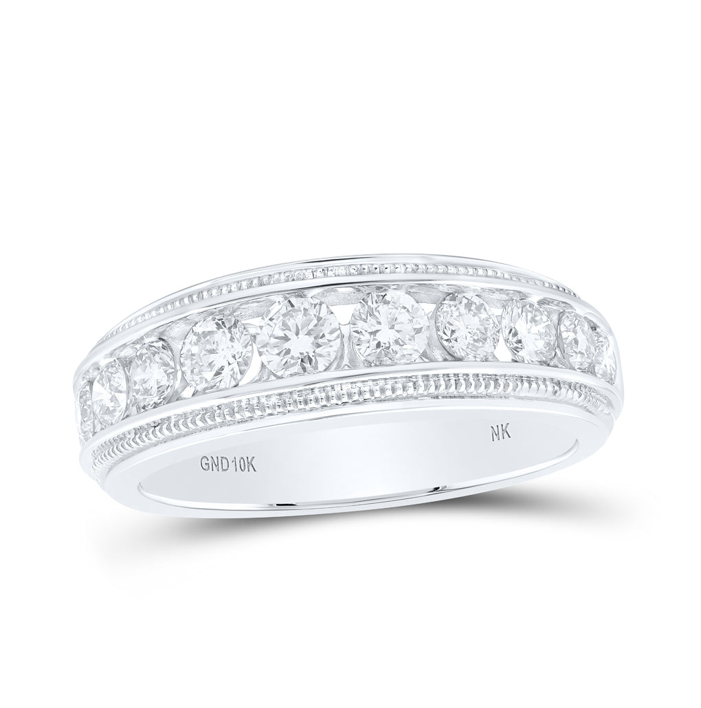 10K Yellow Or White Or Rose Gold Mens Round Diamond Band Ring, Mens Size: 7-13