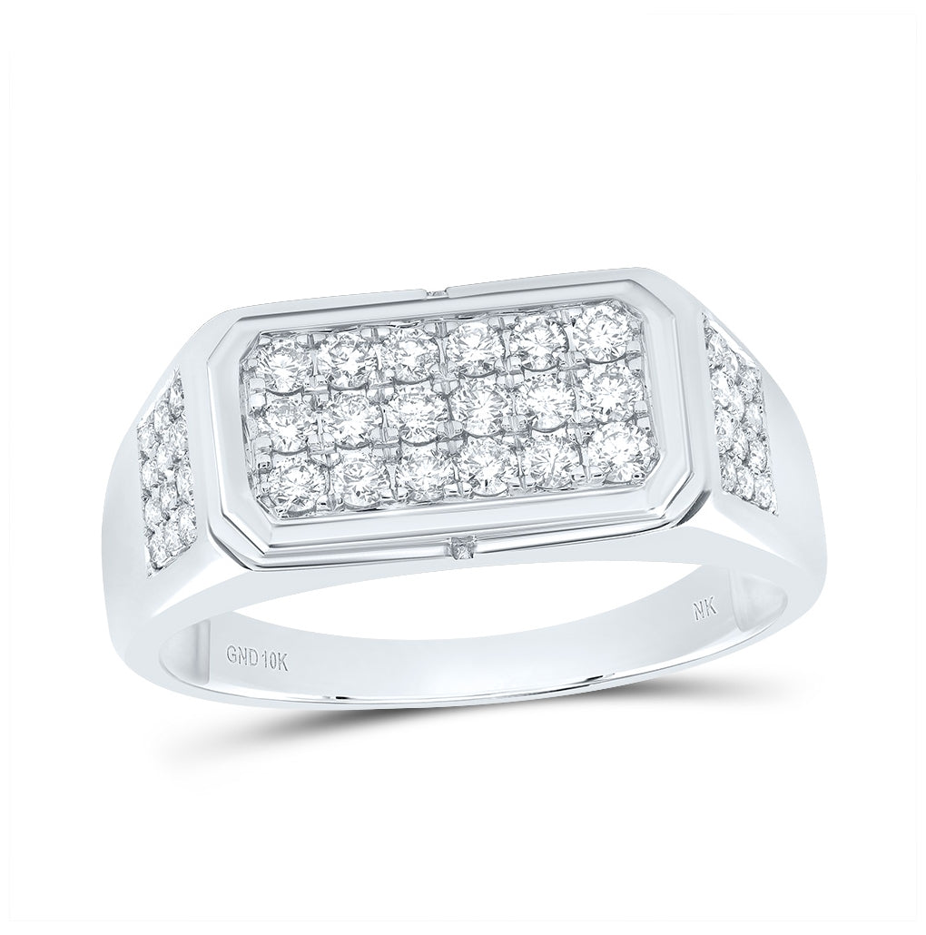 10K White Gold Mens Round Diamond Band Ring 1 Cttw, Mens Size: 7-13