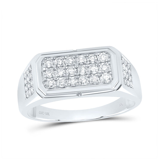 10K White Gold Mens Round Diamond Band Ring 1 Cttw, Mens Size: 7-13