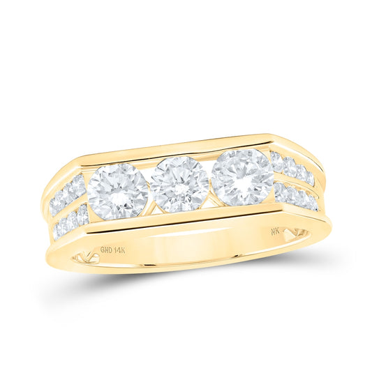 14K White Or Yellow Gold Mens Round Diamond Band Ring , Mens Size: 7-13