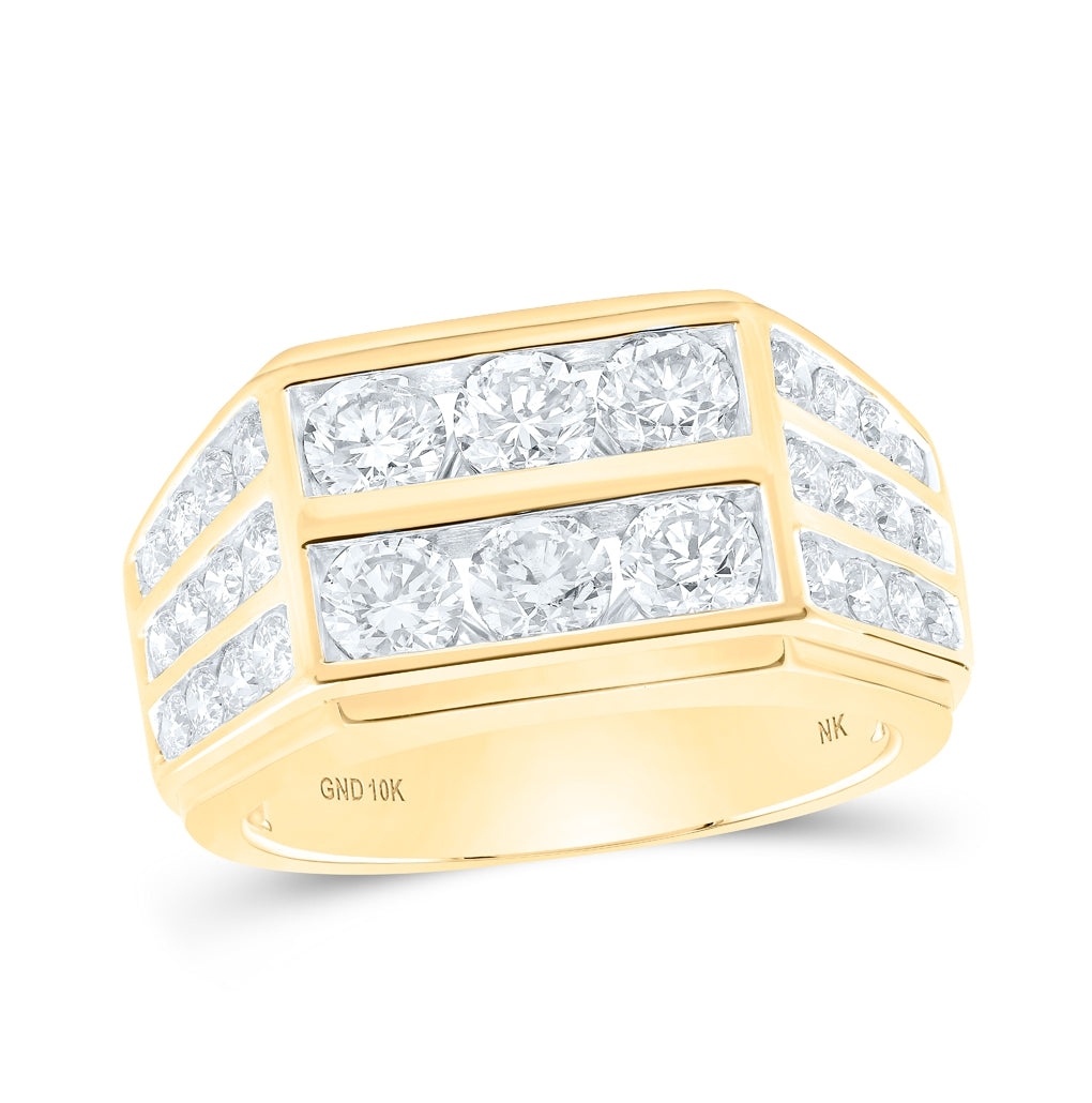 10K White Or Yellow Gold Mens Round Diamond Band Ring, Mens Size: 7-13