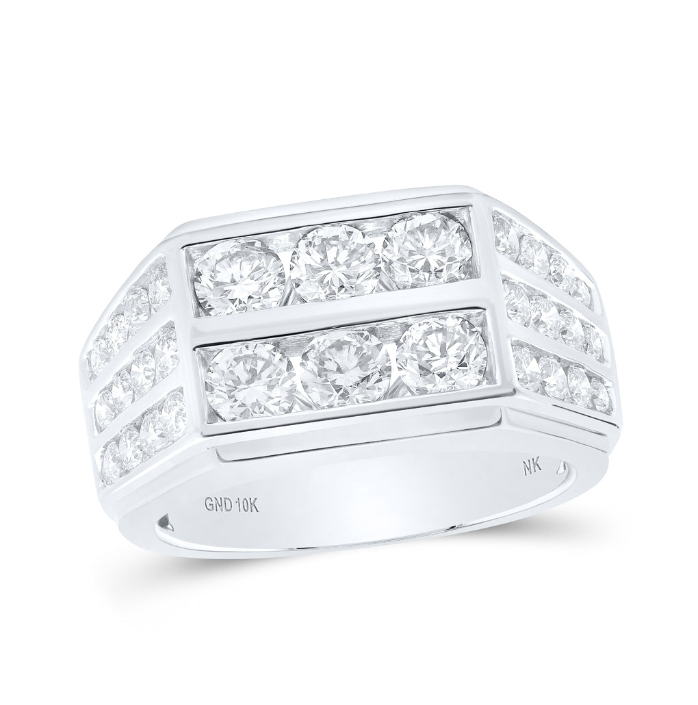 10K White Or Yellow Gold Mens Round Diamond Band Ring, Mens Size: 7-13