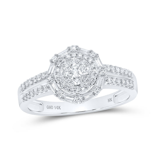 14K White Gold Womens Round Diamond Fashion Ring 3/8 Cttw, Womens Size: 5-10