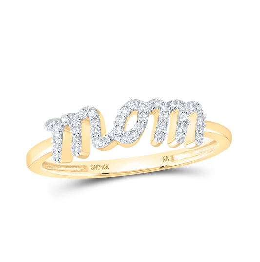 10K Yellow Or White Or Rose Gold Womens Round Diamond Mom Ring , Womens Size: 5-10