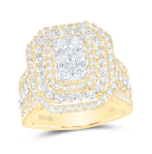 10K Yellow Or White Gold Round Diamond Octagon Bridal Wedding Engagement Ring 2 Cttw, Womens Size: 5-10