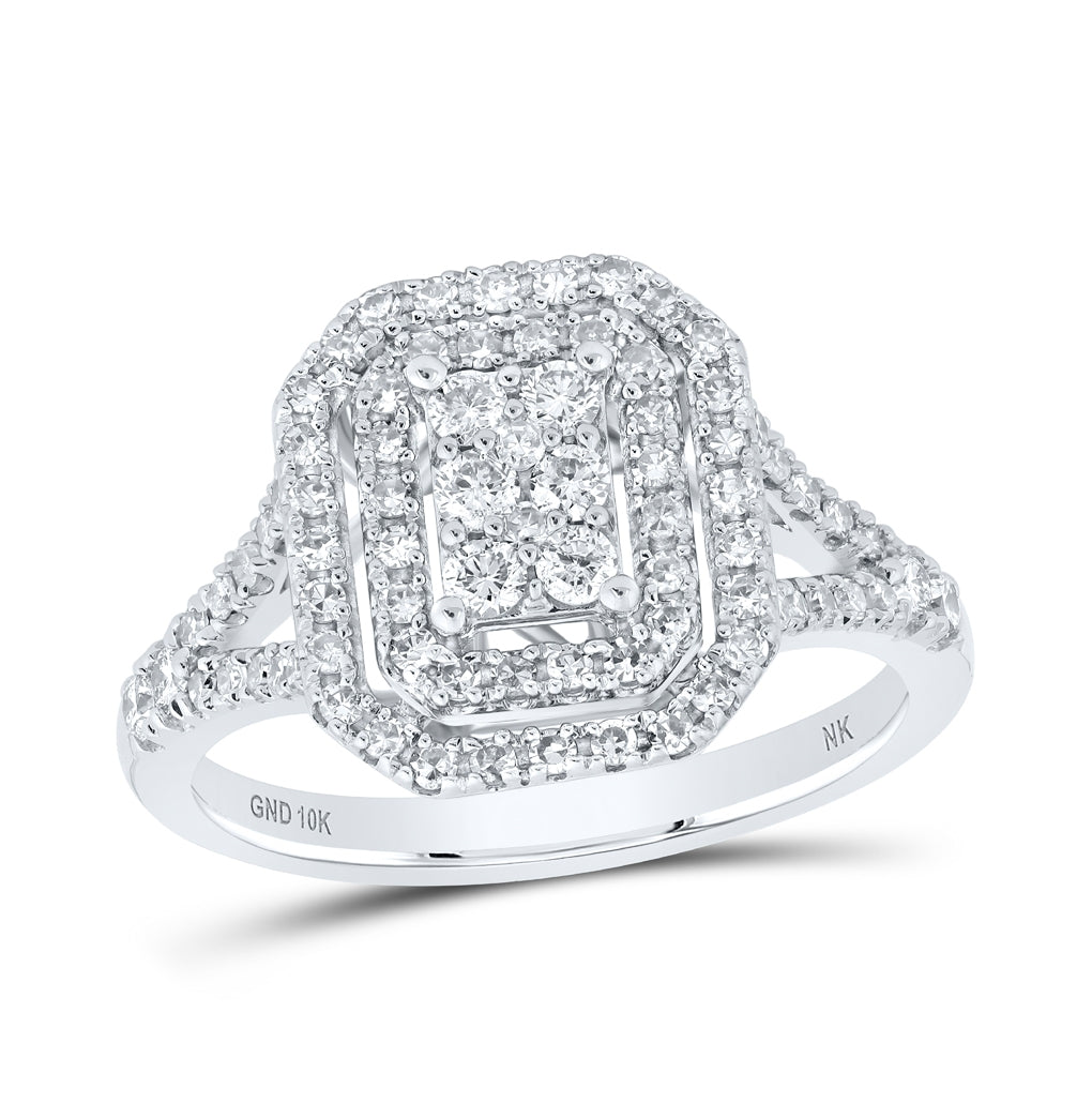 10K Yellow Or White Or Rose Gold Round Diamond Cluster Bridal Wedding Engagement Ring 3/4 Cttw, Womens Size: 5-10