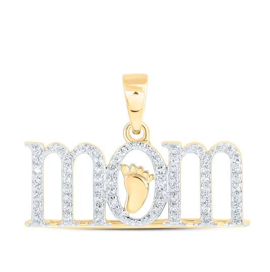 10K White Or Yellow Gold Womens Round Diamond Foot Mom Pendant