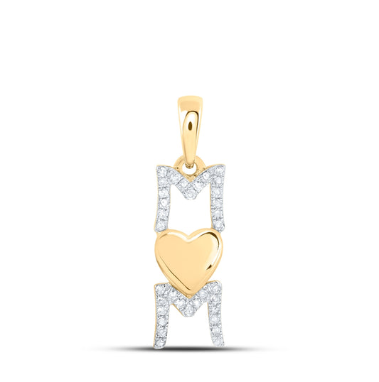 10K White Or Yellow Or Rose Gold Womens Round Diamond Mom Heart Pendant