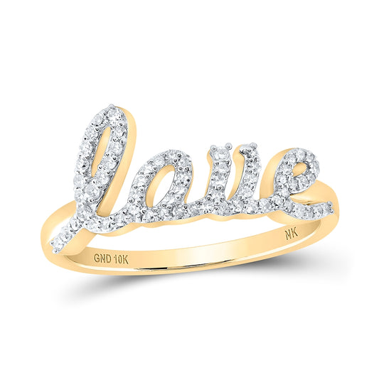 10K Yellow Or White Or Rose Gold Womens Round Diamond LOVE Band Ring , Womens Size: 5-10