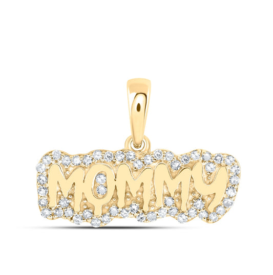 10K Yellow Or White Or Rose Gold Womens Round Diamond MOMMY Mom Pendant