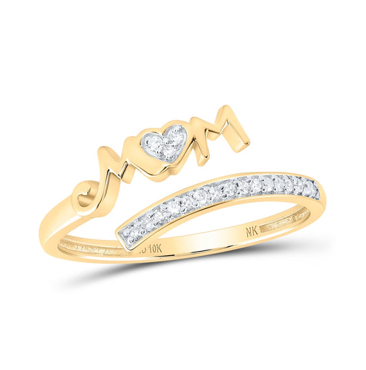 10K Yellow Or White Or Rose Gold Womens Round Diamond Mom Ring , Womens Size: 5-10