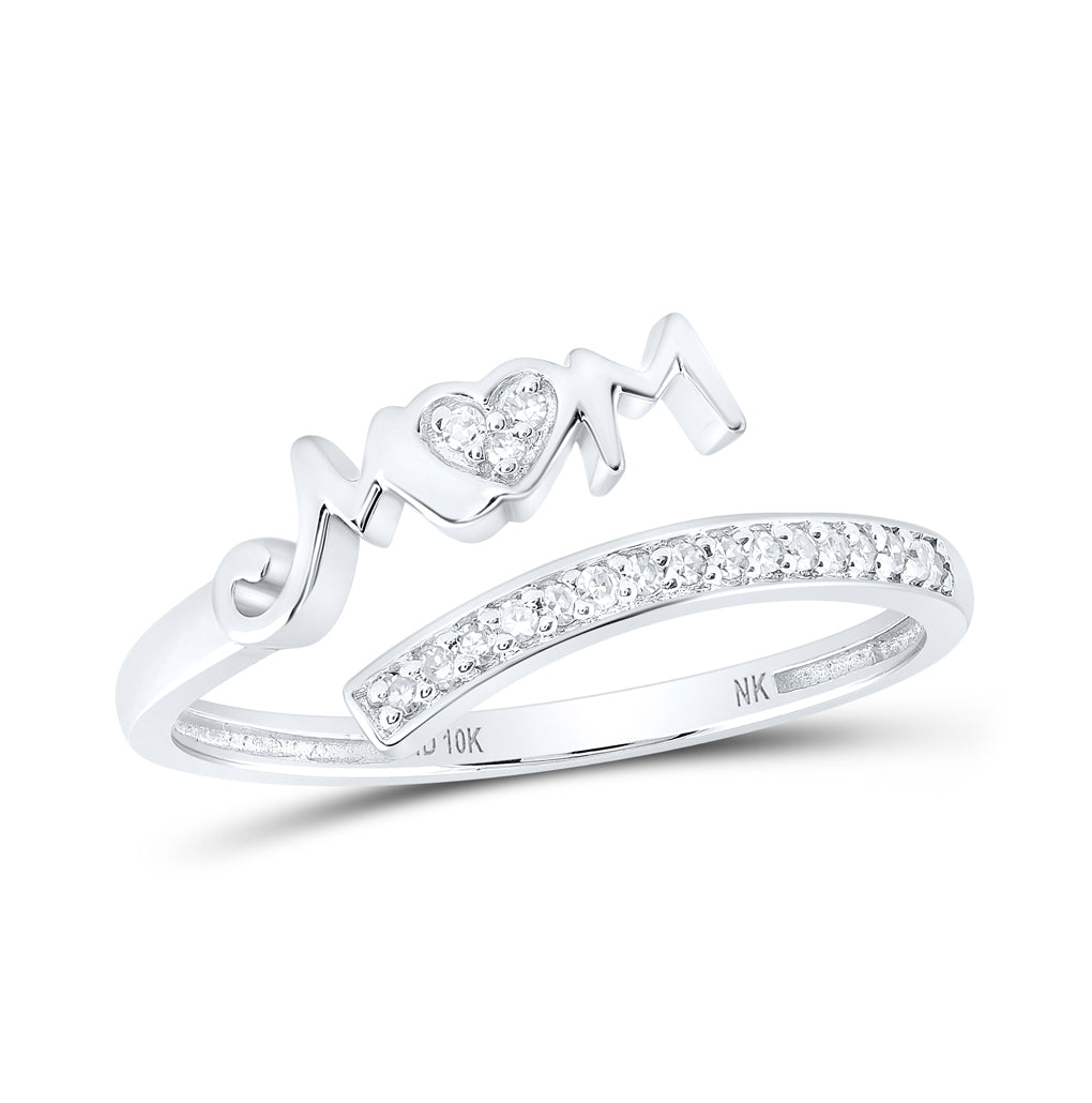 10K Yellow Or White Or Rose Gold Womens Round Diamond Mom Ring , Womens Size: 5-10