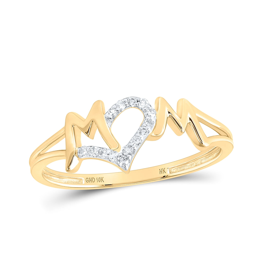 10K Yellow Or White Or Rose Gold Womens Round Diamond Mom Ring , Womens Size: 5-10